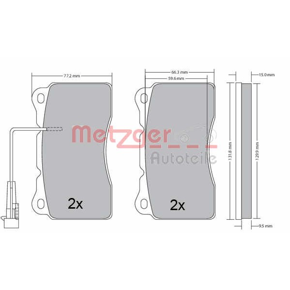 Слика на плочки METZGER 1170496 за Alfa Romeo 159 Sedan 3.2 JTS Q4 - 260 коњи бензин