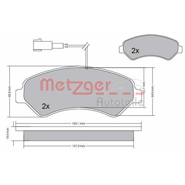 Слика на плочки METZGER 1170591 за Fiat Ducato Platform 250 160 Multijet 3,0 D - 158 коњи дизел