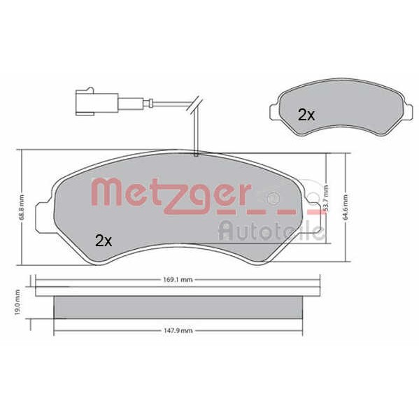 Слика на плочки METZGER 1170591 за Peugeot Boxer Box 2.2 HDi 120 - 120 коњи дизел