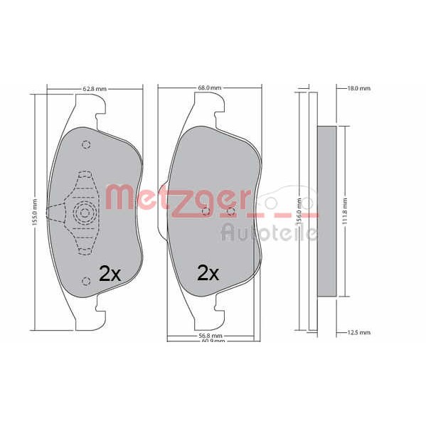 Слика на плочки METZGER 1170672 за Renault Megane 3 Hatchback 2.0 TCe (BZ0K) - 180 коњи бензин