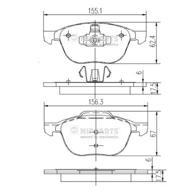 Слика на плочки NIPPARTS J3603063 за Ford Focus 2 Estate (daw) 1.8 - 125 коњи бензин