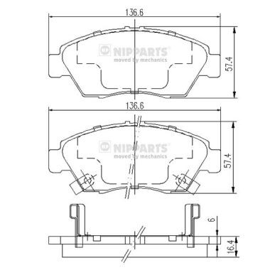 Слика на плочки NIPPARTS J3604033 за Honda Civic 4 Hatchback (EG) 1.5 i 16V (EG4) - 94 коњи бензин