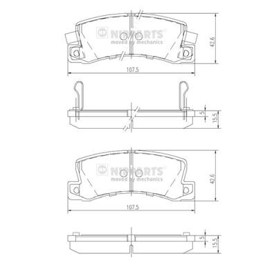 Слика на плочки NIPPARTS J3612013 за Toyota Avensis Station Wagon (T22) 1.6 VVT-i - 110 коњи бензин