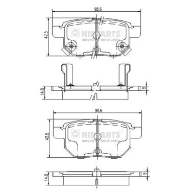 Слика на плочки NIPPARTS J3612034 за Toyota Corolla (NZE18, ZRE18) 1.3 - 99 коњи бензин