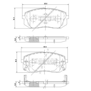 Слика на плочки NIPPARTS N3600330 за Hyundai ix35 (LM) 2.0 CRDi 4WD - 136 коњи дизел