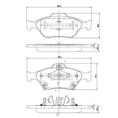 Слика на плочки NIPPARTS N3602130 за Toyota Yaris (P13) 1.3 VVT-i - 86 коњи бензин