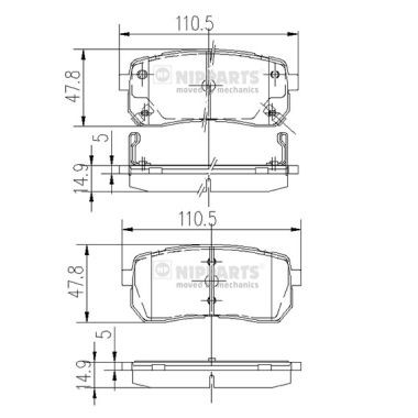 Слика на плочки NIPPARTS N3610308 за Hyundai H-1 Cargo 2.5 CRDI - 128 коњи дизел