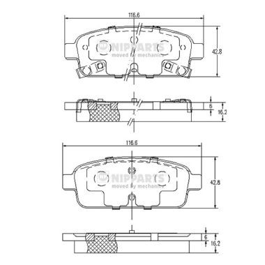 Слика на плочки NIPPARTS N3610906 за Opel Zafira (P12) 1.4 - 140 коњи бензин