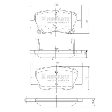 Слика на плочки NIPPARTS N3612042 за Toyota Avensis Saloon (T27) 2.2 D-4D - 177 коњи дизел