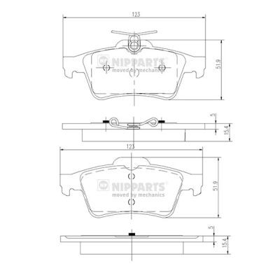 Слика на плочки NIPPARTS N3613022 за Mazda 3 Saloon (BK) 2.3 - 160 коњи бензин