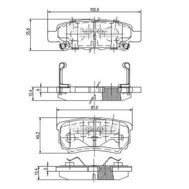 Слика на плочки NIPPARTS N3615015 за Mitsubishi Lancer Ex Saloon (CY-ZA) 1.8 Flex - 140 коњи Бензин/Етанол