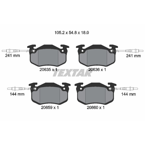 Слика на плочки TEXTAR 2063503 за Citroen BX Break XB 16 - 75 коњи бензин