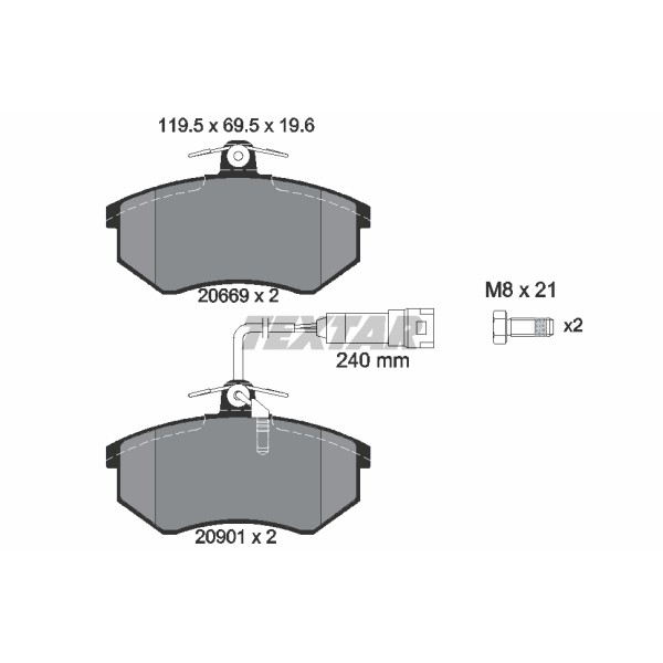 Слика на плочки TEXTAR 2066922 за Audi 100 Sedan (44, 44Q, C3) 1.8 - 90 коњи бензин