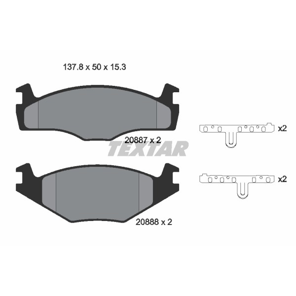 Слика на плочки TEXTAR 2088707 за VW Golf 1 Cabriolet (155) 1.8 - 111 коњи бензин