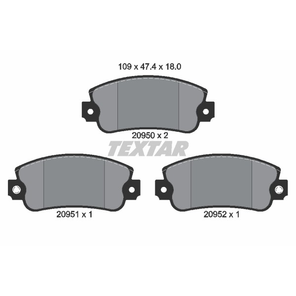 Слика на плочки TEXTAR 2095006 за Fiat Uno (146 A,E) 1983 1.0 - 42 коњи бензин