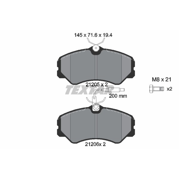 Слика на плочки TEXTAR 2120501 за Citroen C25 Platform 2.5 D - 75 коњи дизел