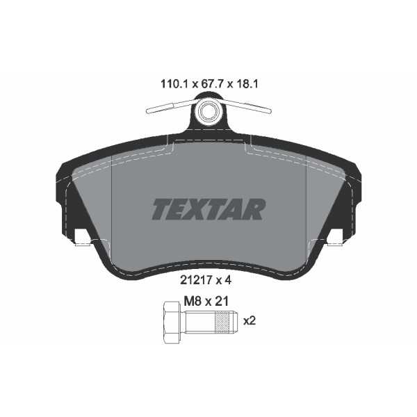 Слика на плочки TEXTAR 2121702 за Volvo 440K (445) 1.9 Turbo-Diesel - 90 коњи дизел