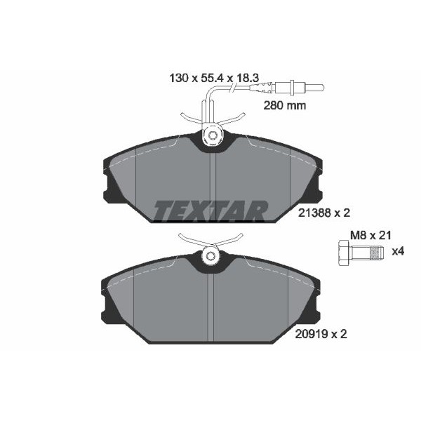 Слика на плочки TEXTAR 2138802 за Renault 25 (B29) 2.2 (B29E) - 124 коњи бензин