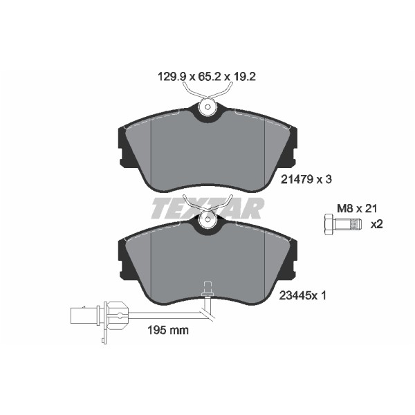 Слика на плочки TEXTAR 2147903 за VW Transporter T4 Box 2.4 D - 75 коњи дизел