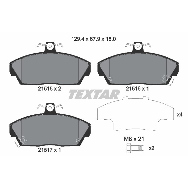 Слика на плочки TEXTAR 2151503 за Rover 200 (RF) 220 D/SD - 86 коњи дизел