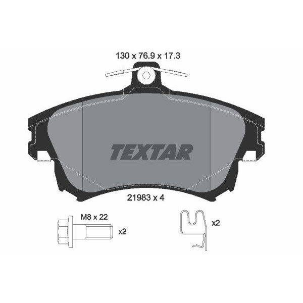 Слика на плочки TEXTAR 2198302 за Volvo S40 Sedan (VS) 1.8 LPG - 122 коњи Бензин/Автогаз (LPG)