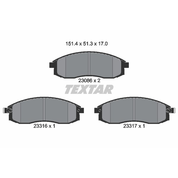 Слика на плочки TEXTAR 2308601 за Nissan Maxima 3 (A32) 2.5 V6 24V - 190 коњи бензин