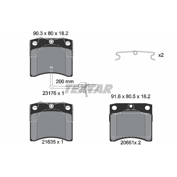 Слика на плочки TEXTAR 2317602 за VW Transporter T4 Box 2.5 TDI Syncro - 102 коњи дизел