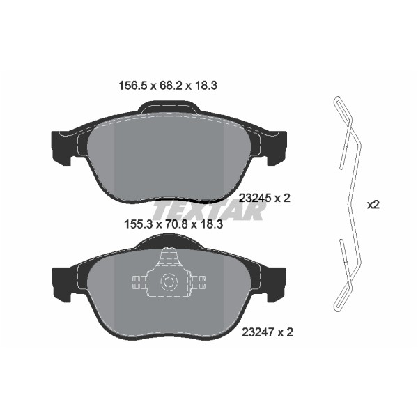 Слика на плочки TEXTAR 2324502 за Renault Laguna 2 Grandtour (KG0-1) 1.9 dCi (KG1A, KG1W) - 110 коњи дизел