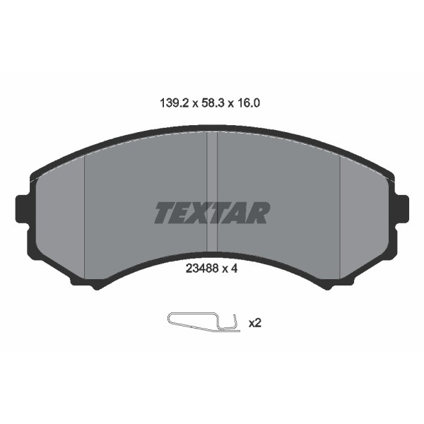 Слика на плочки TEXTAR 2348801 за Mitsubishi Pajero (V80,V90) DI-D (V88W, V98W) - 160 коњи дизел