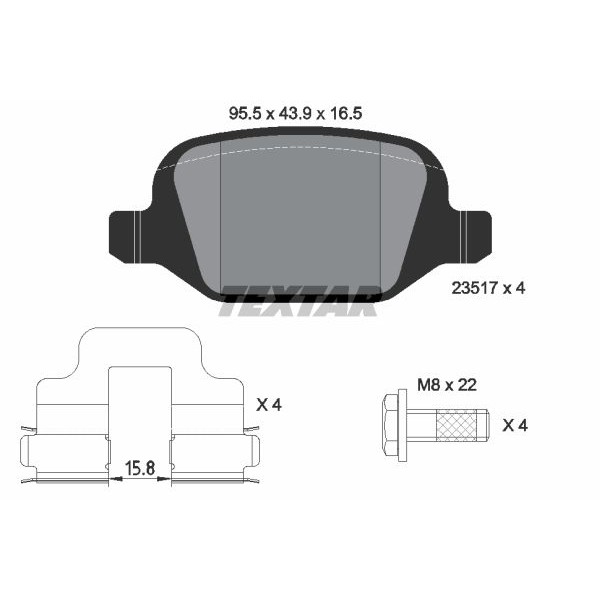 Слика на плочки TEXTAR 2351703 за Alfa Romeo 147 (937) Hatchback 1.9 JTD - 101 коњи дизел