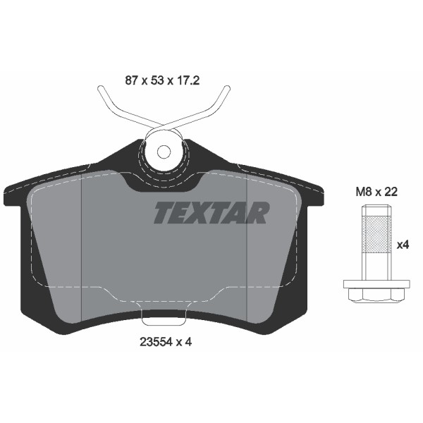 Слика на плочки TEXTAR 2355402 за Audi TT (8N3) 1.8 T quattro - 240 коњи бензин