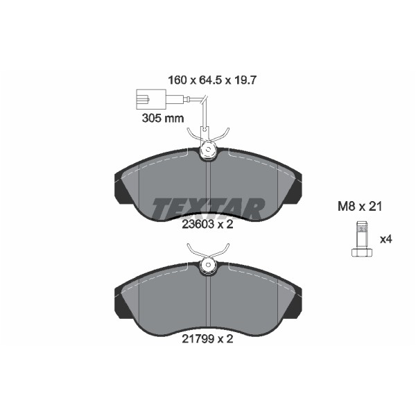 Слика на плочки TEXTAR 2360301 за Citroen Relay BOX 2301 2.0 4x4 - 109 коњи бензин