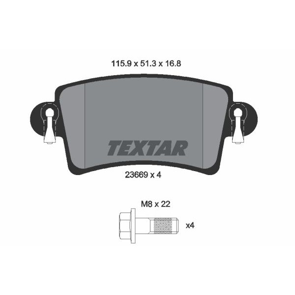 Слика на плочки TEXTAR 2366901 за Renault Master 2 Bus (JD,ND) 2.5 D - 80 коњи дизел