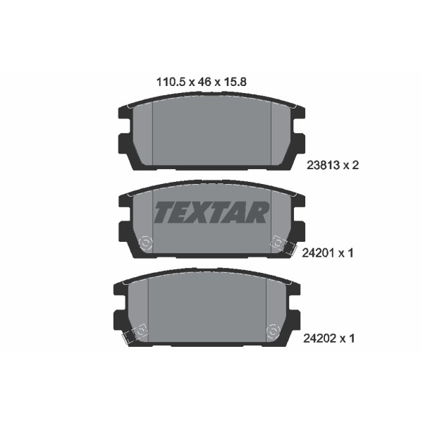 Слика на плочки TEXTAR 2381301 за Hyundai Terracan (HP) 3.5 i V6 4WD - 194 коњи бензин