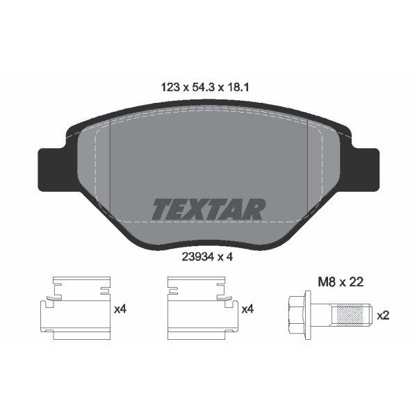 Слика на плочки TEXTAR 2393401 за Renault Megane 2 Saloon 1.4 - 98 коњи бензин