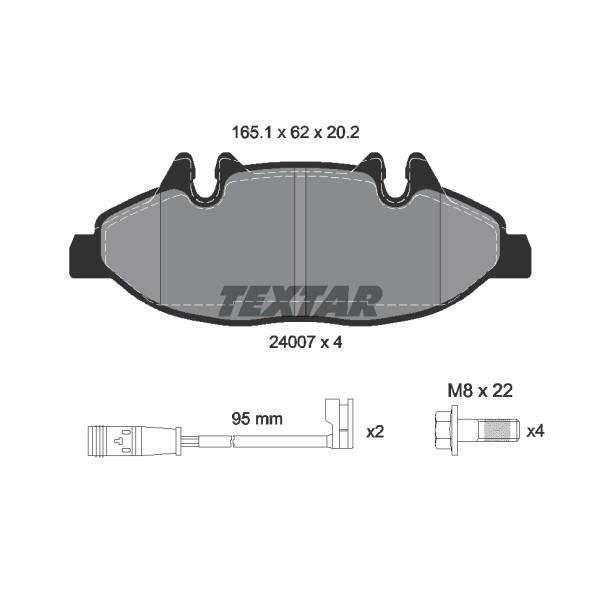 Слика на плочки TEXTAR 2400701 за Mercedes Vito BUS (w639) 123 - 224 коњи бензин