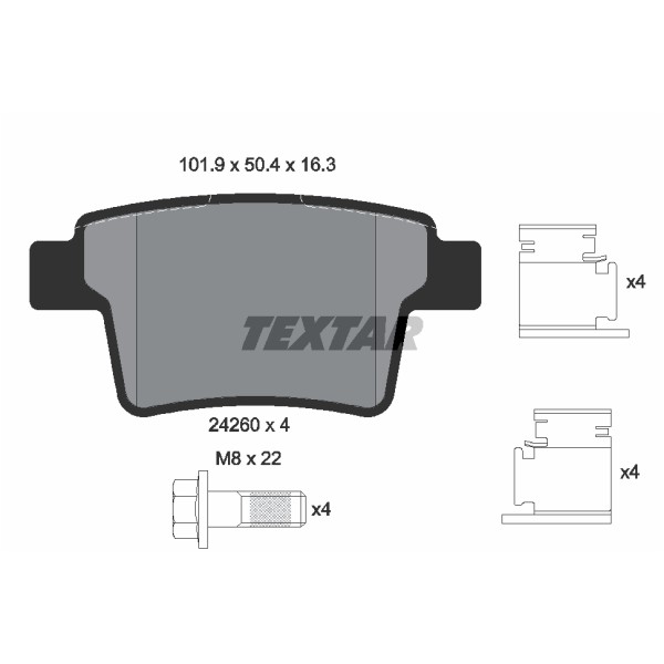 Слика на плочки TEXTAR 2426001 за Ford Mondeo 3 Estate (BWY) 2.0 16V - 146 коњи бензин