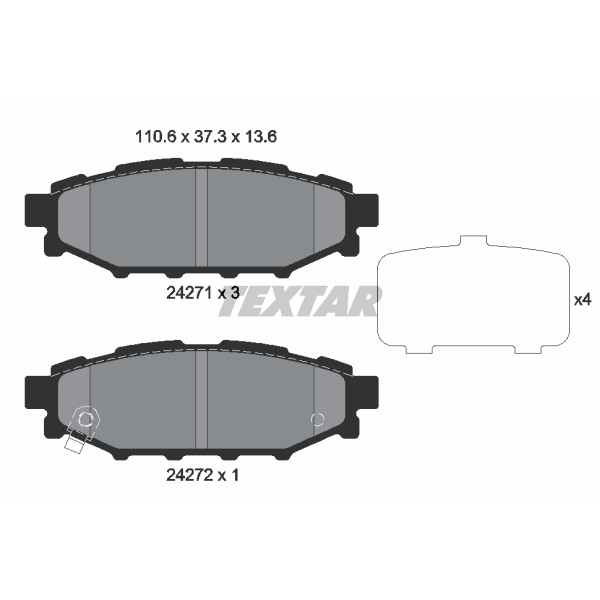 Слика на плочки TEXTAR 2427101 за Subaru Impreza Hatchback (GR) 1.5 F - 107 коњи бензин