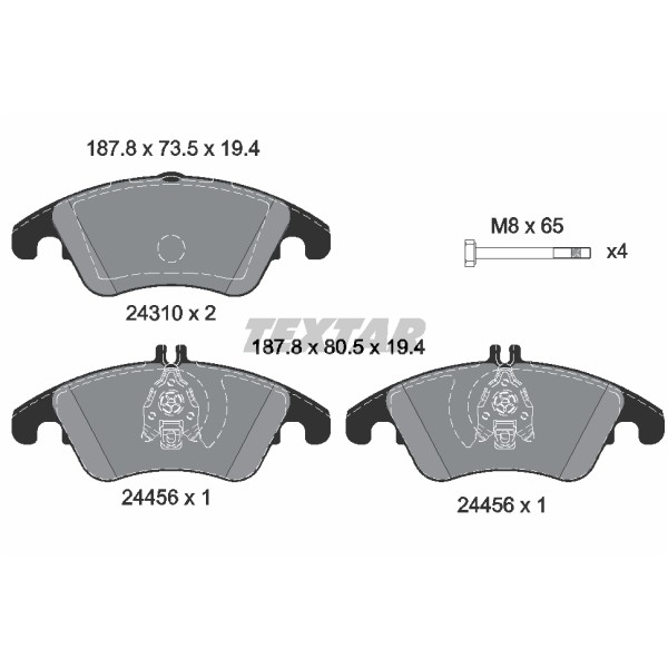 Слика на плочки TEXTAR 2431001 за Mercedes SLK (r172) 250 CDI (172.403) - 204 коњи дизел