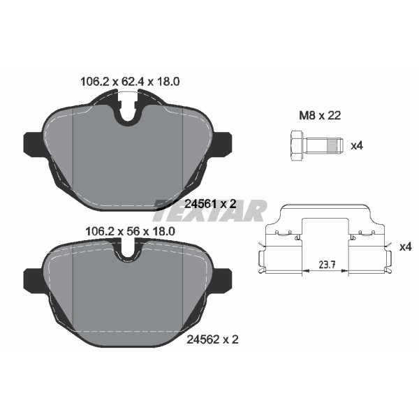 Слика на плочки TEXTAR 2456101 за BMW X3 F25 xDrive 28 d - 182 коњи дизел