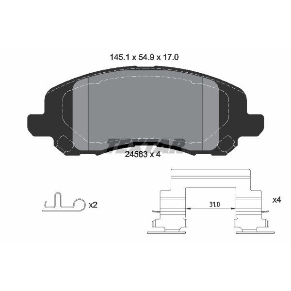 Слика на плочки TEXTAR 2458301 за CHRYSLER SEBRING Sedan 2.4 - 174 коњи бензин