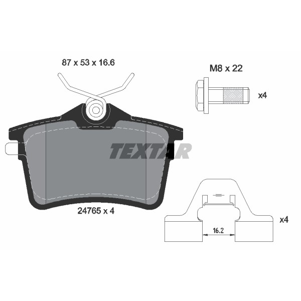 Слика на плочки TEXTAR 2476501 за Peugeot 5008 1.6 16V - 120 коњи бензин