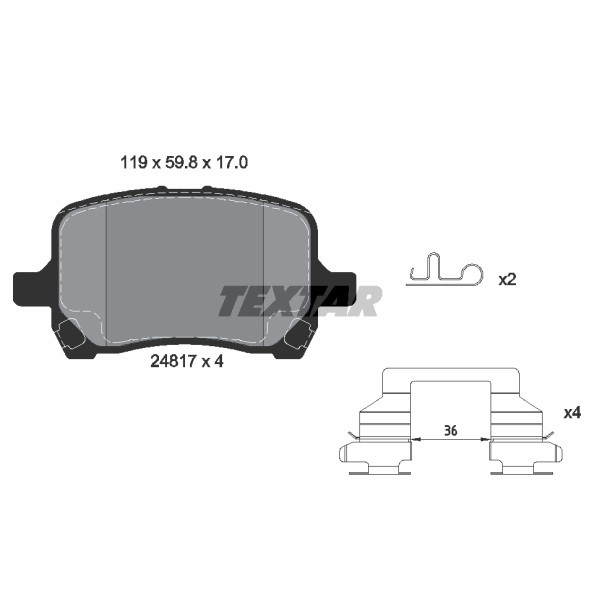 Слика на плочки TEXTAR 2481701 за CHEVROLET HHR 2.4 - 170 коњи бензин