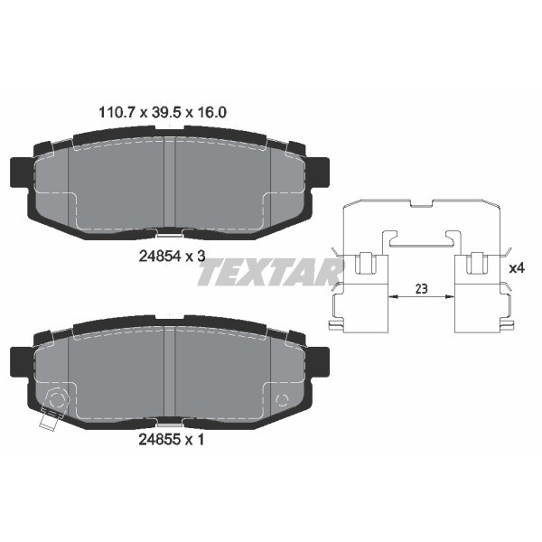 Слика на плочки TEXTAR 2485401 за Subaru Outback (BM,BR) 3.6 - 249 коњи бензин