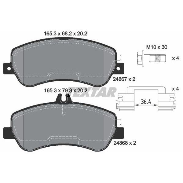 Слика на плочки TEXTAR 2486701 за Mercedes GLK-class (x204) 280 4-matic (204.981) - 231 коњи бензин