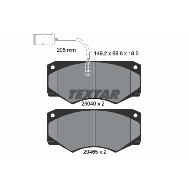 Слика на плочки TEXTAR 2904001 за камион Iveco Daily 1 Box 35-12 (13114131, 13114204, 13114211, 13114212, 13114217, 131 - 116 коњи дизел