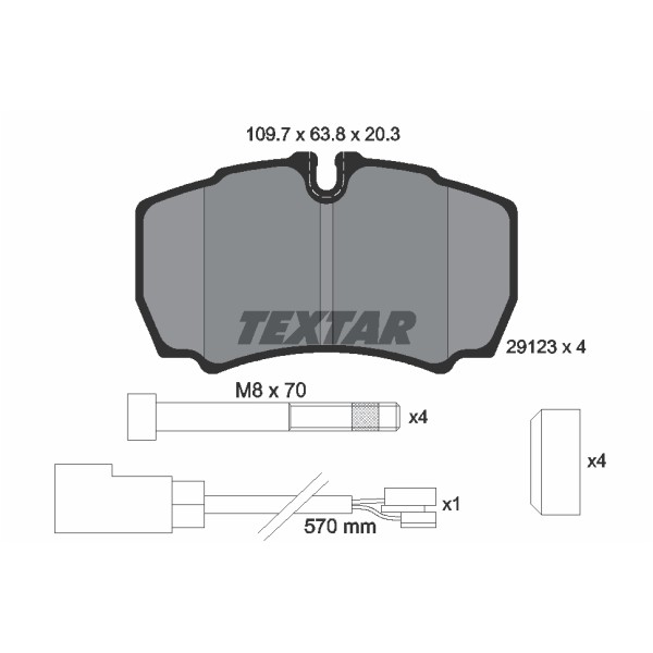 Слика на плочки TEXTAR 2912307 за Ford Transit Platform 2.2 TDCi - 100 коњи дизел