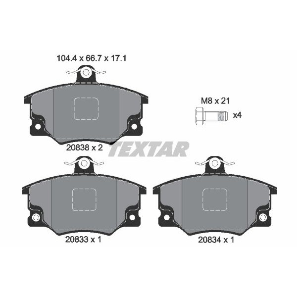 Слика на плочки TEXTAR Q+ 2083302 за Alfa Romeo 155 (167) Sedan 1.8 T.S. - 105 коњи бензин