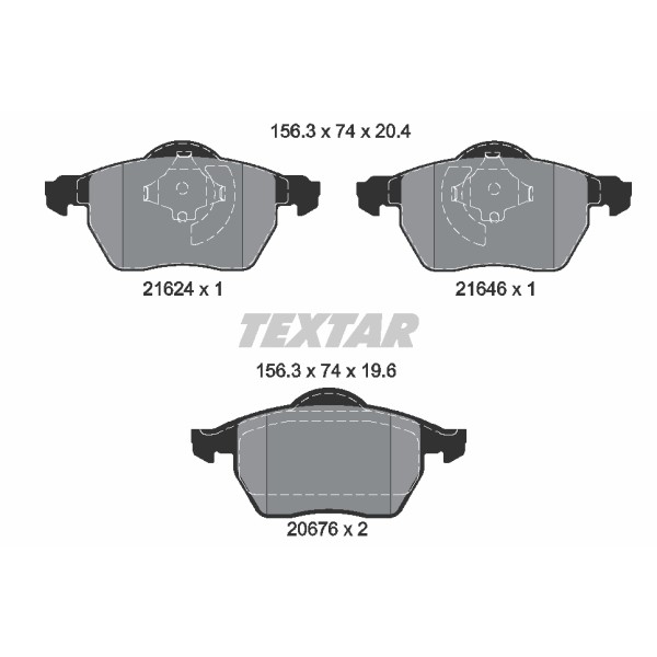 Слика на плочки TEXTAR Q+ 2162402 за VW Passat 4 Sedan (B5,3b2) 2.3 VR5 - 150 коњи бензин