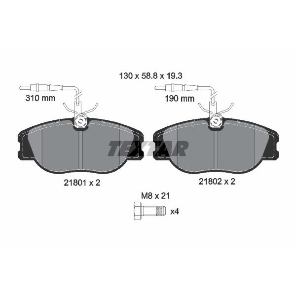 Слика на плочки TEXTAR Q+ 2180101 за Citroen Jumpy U6U 1.9 D 70 - 69 коњи дизел